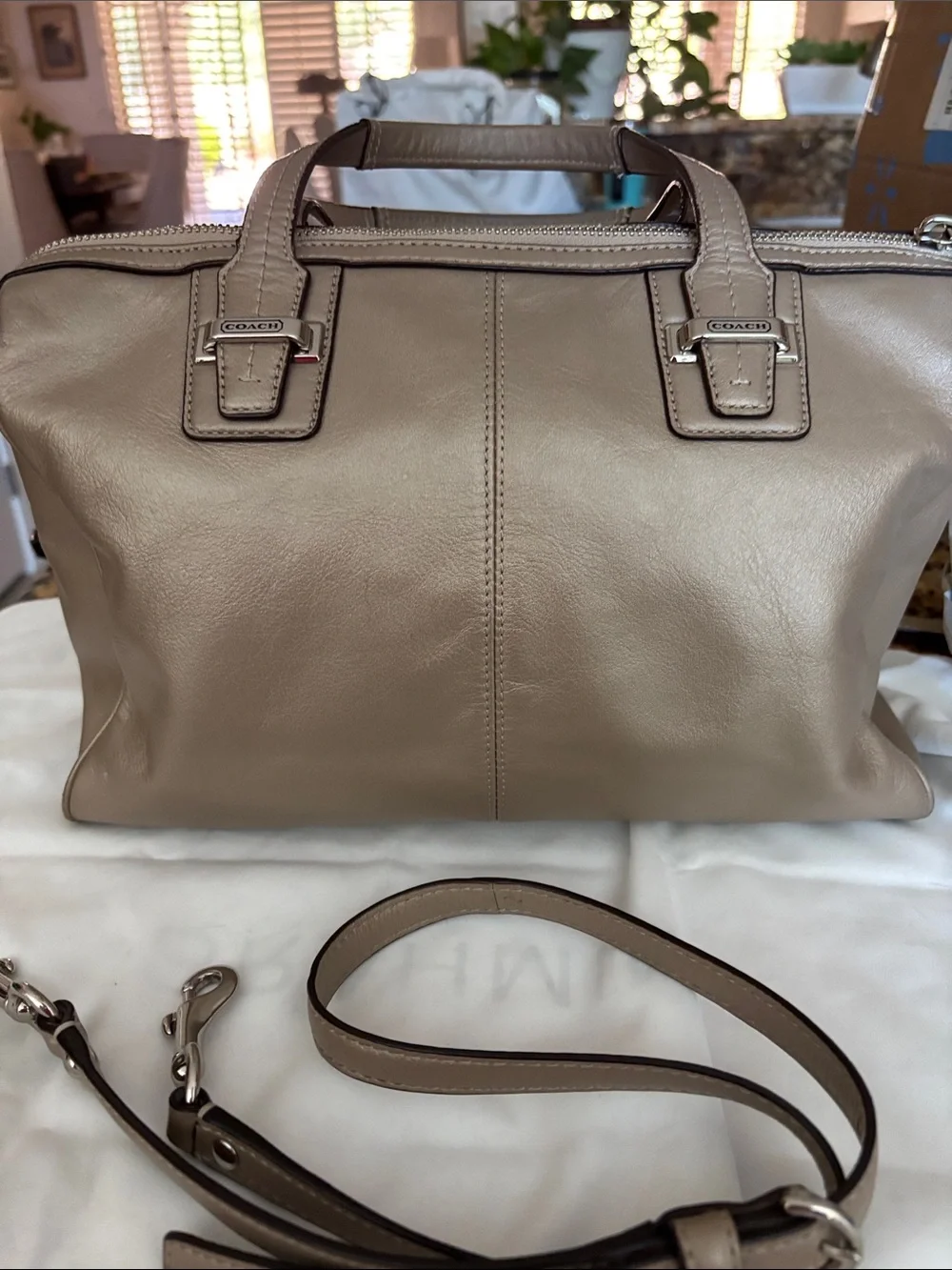 COACH- Taylor metallic Beige leather satchel